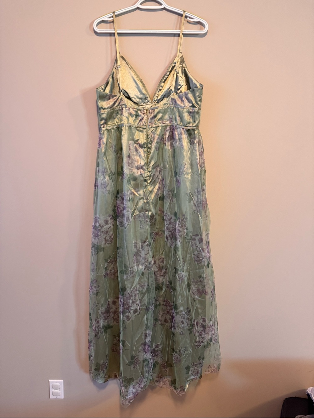 Lulu's Mint and Lavender Floral Spaghetti Strap Dress - Picture 2 of 3